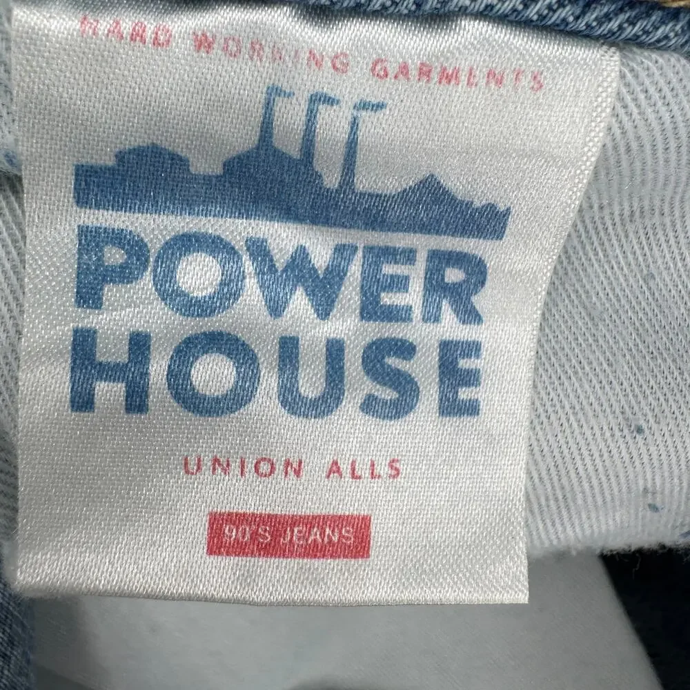 Powerhouse Union Alls Jeans Mens 34 (34x29 ACTUAL) Blue Denim Button Fly 90s VTG